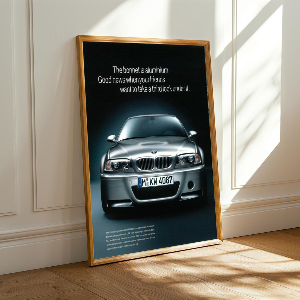 BMW Front Grille Art Print, Silver Automotive Poster
