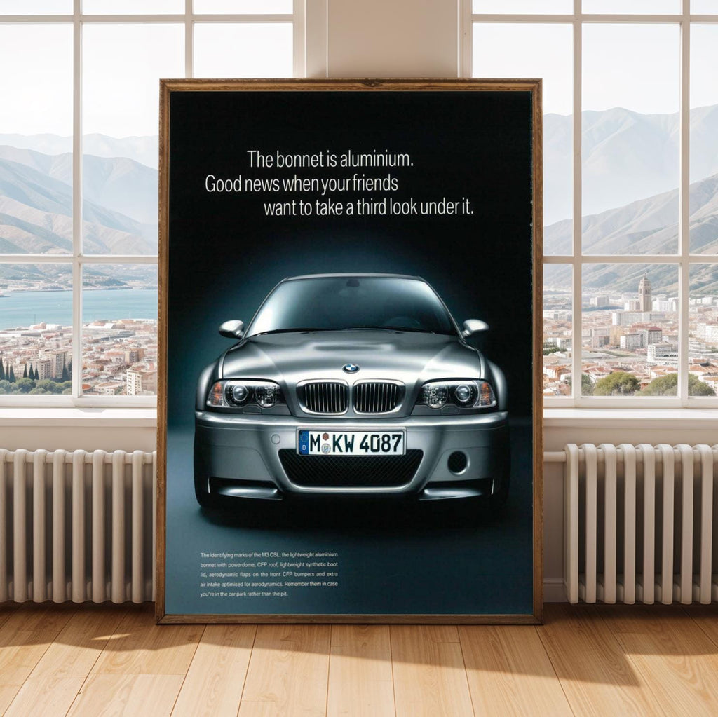 BMW Front Grille Art Print, Silver Automotive Poster