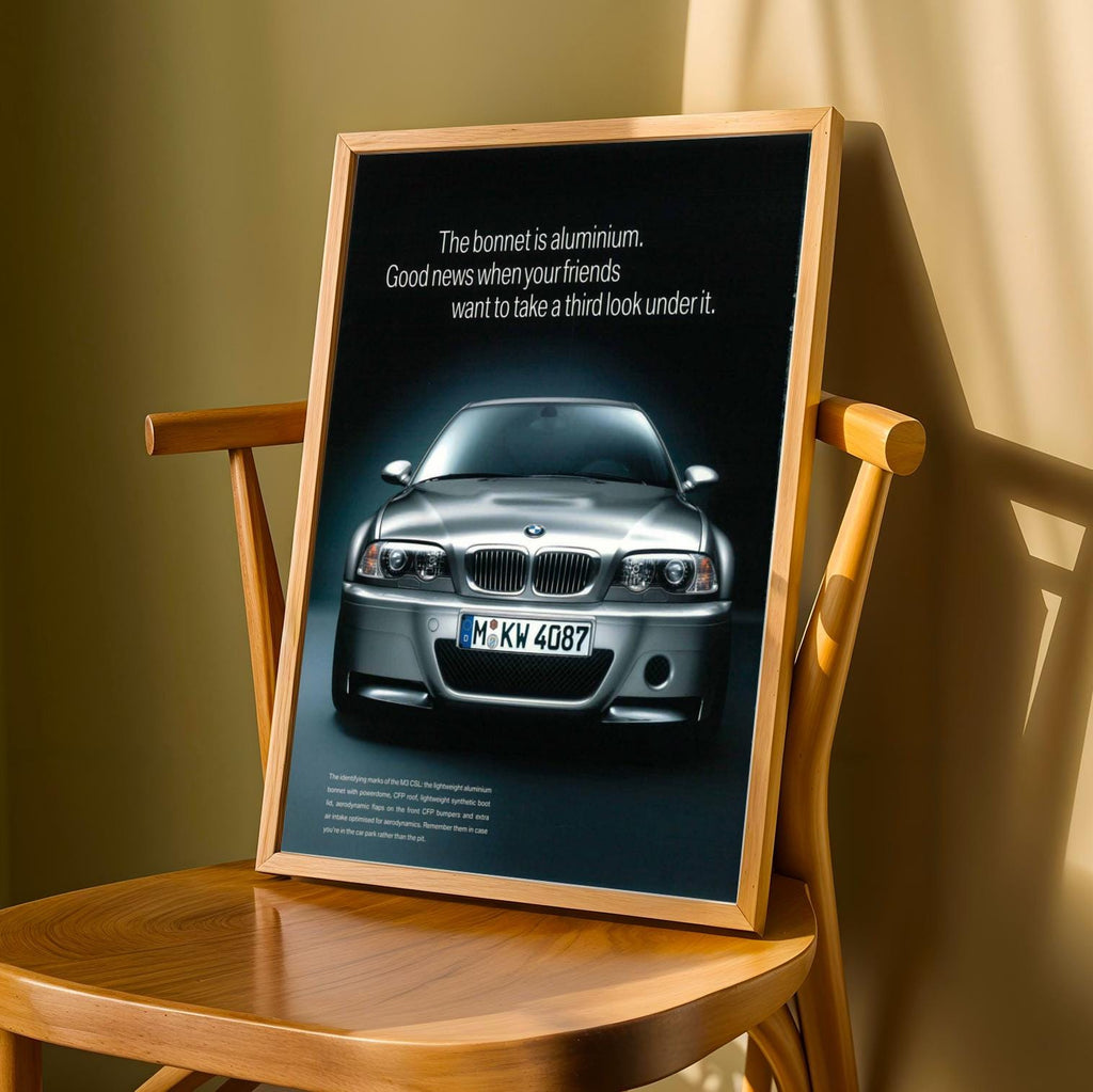 BMW Front Grille Art Print, Silver Automotive Poster