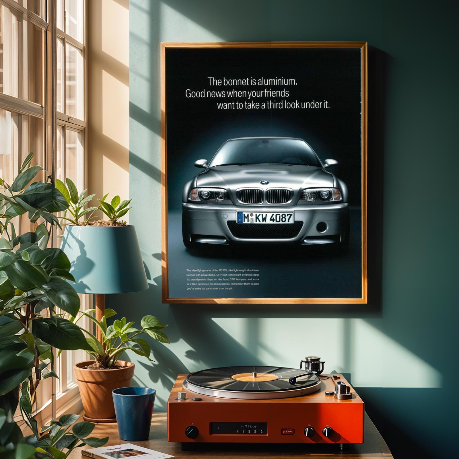 BMW Front Grille Art Print, Silver Automotive Poster