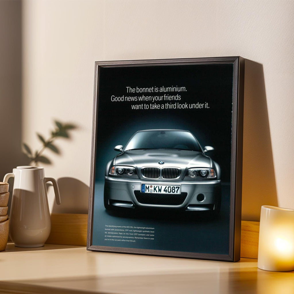 BMW Front Grille Art Print, Silver Automotive Poster