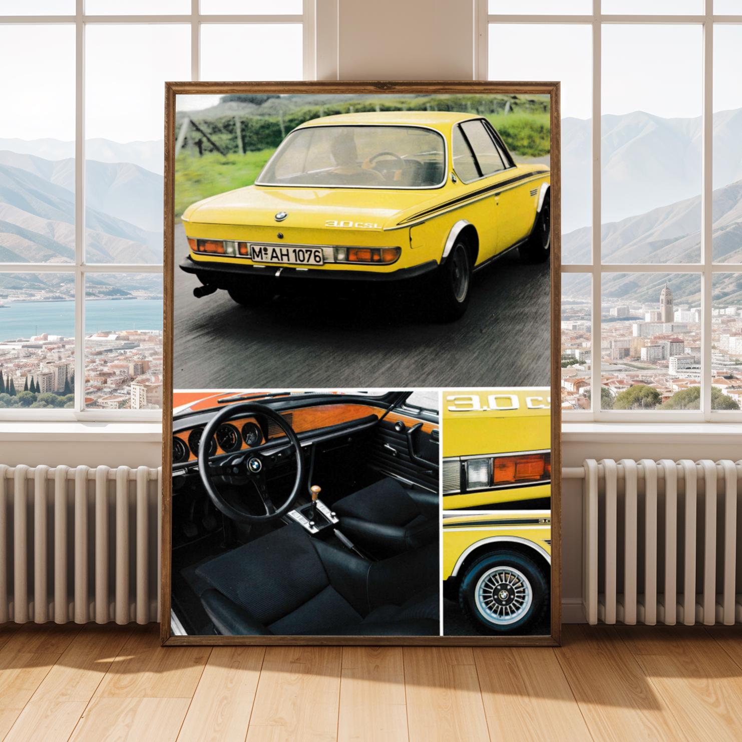 BMW 3.0 CSL Poster | Retro Racing Car Print