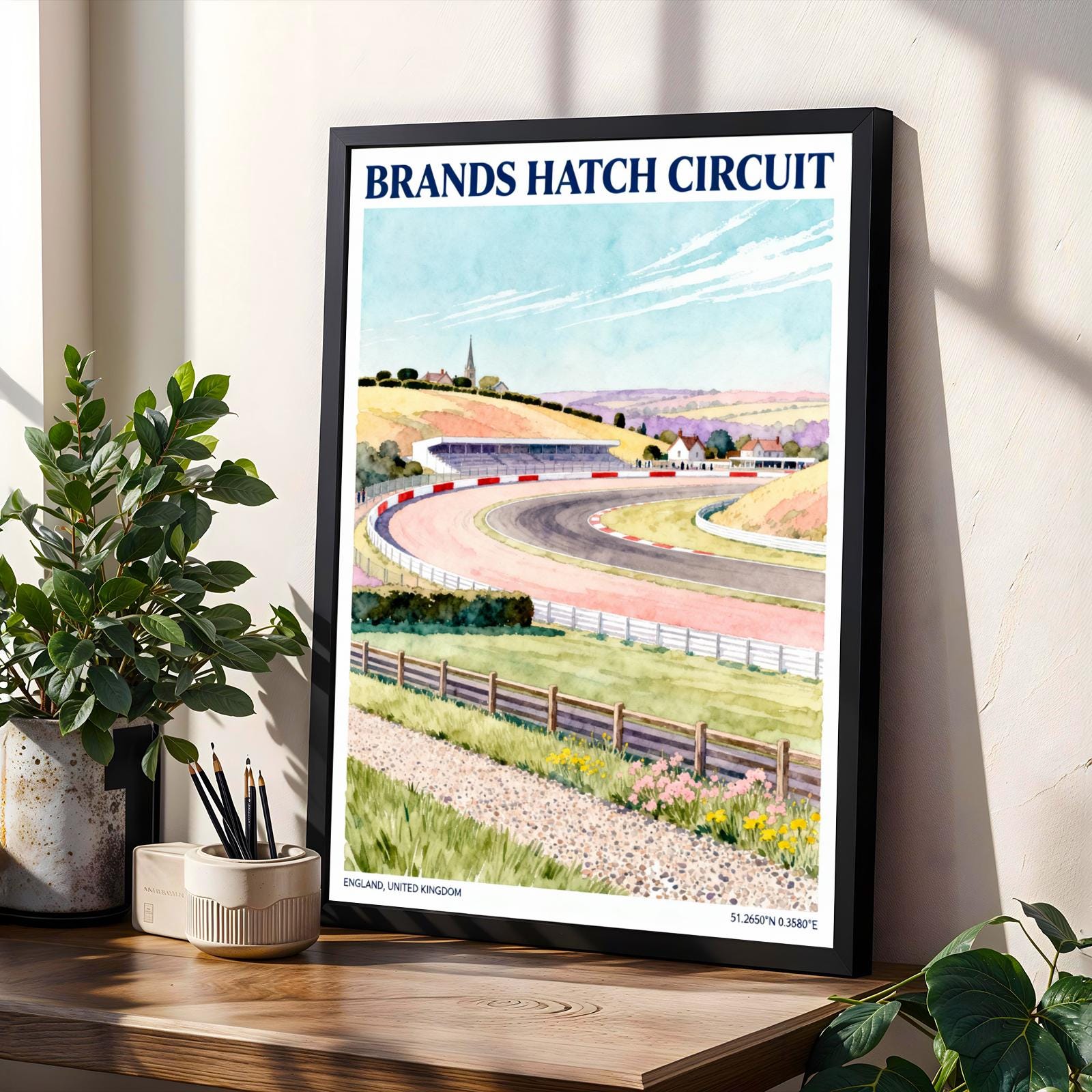 Brands Hatch Circuit Watercolor Art Print – British Travel Poster
