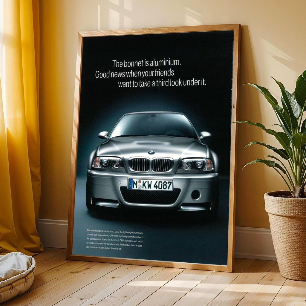 BMW Front Grille Art Print, Silver Automotive Poster