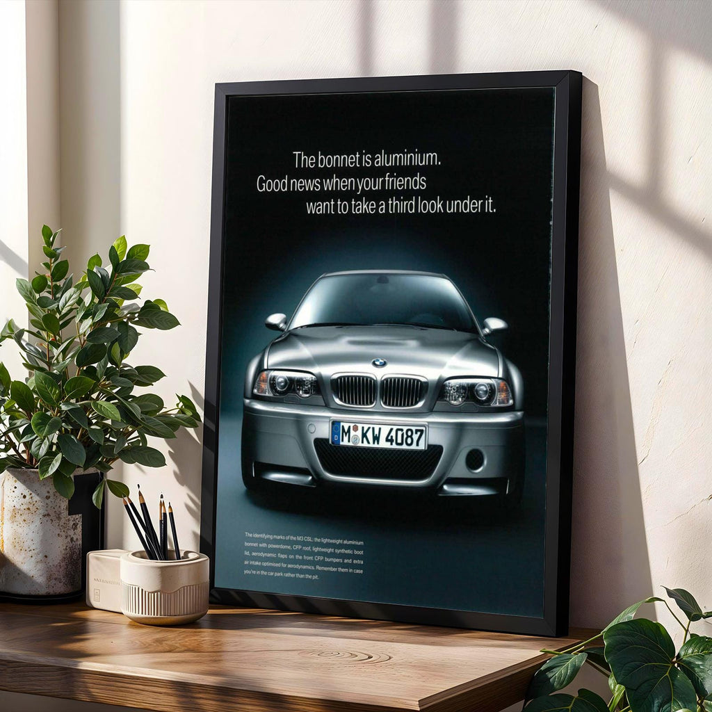 BMW Front Grille Art Print, Silver Automotive Poster