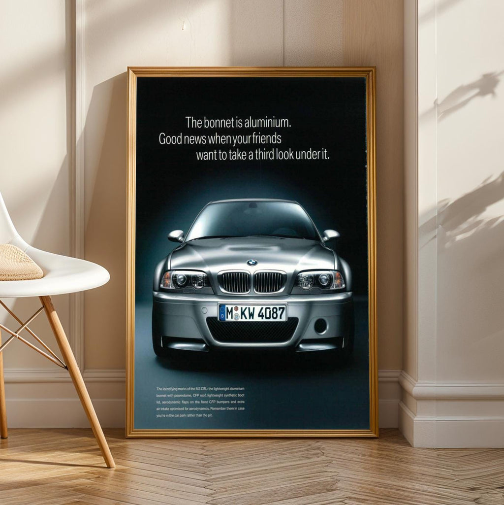 BMW Front Grille Art Print, Silver Automotive Poster