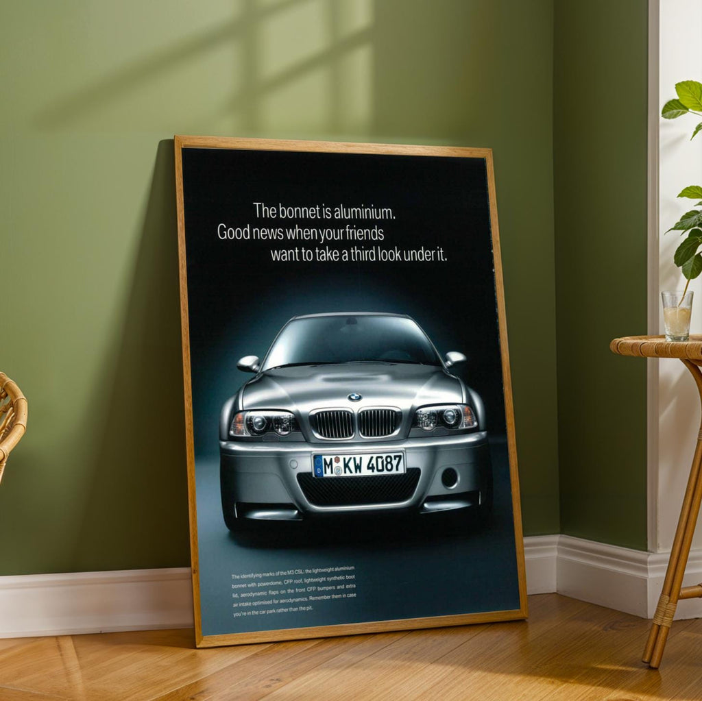 BMW Front Grille Art Print, Silver Automotive Poster