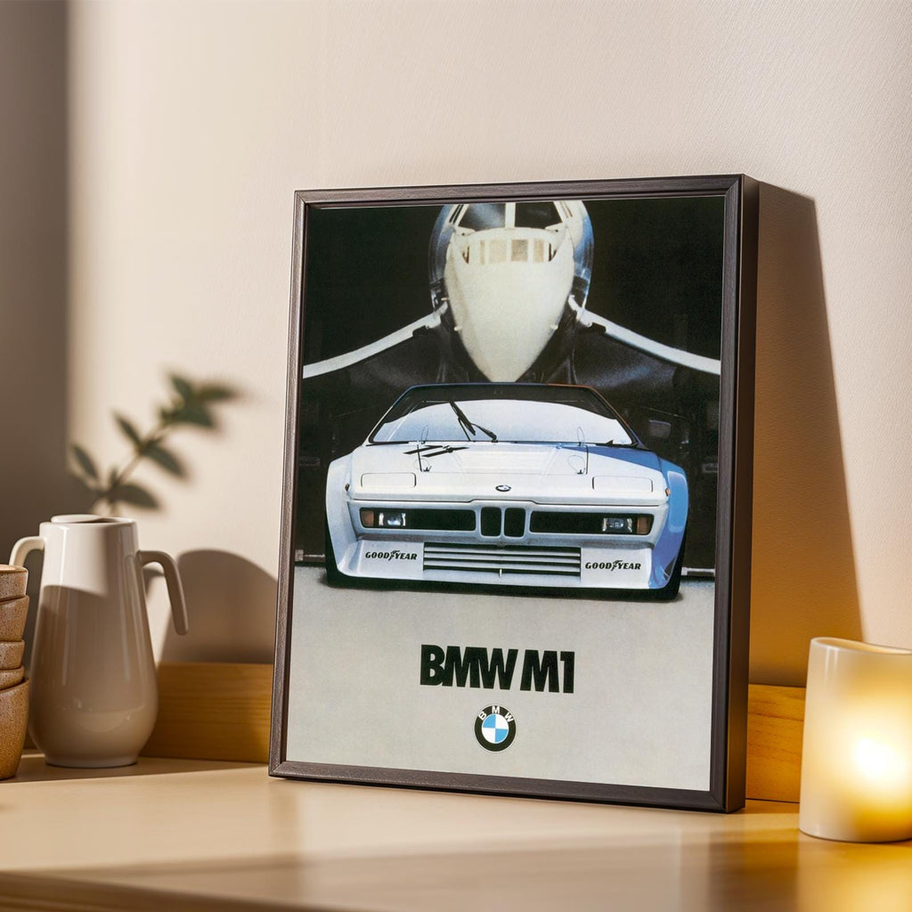 Classic BMW M1 Poster, 70s Supercar Concorde Jet Art