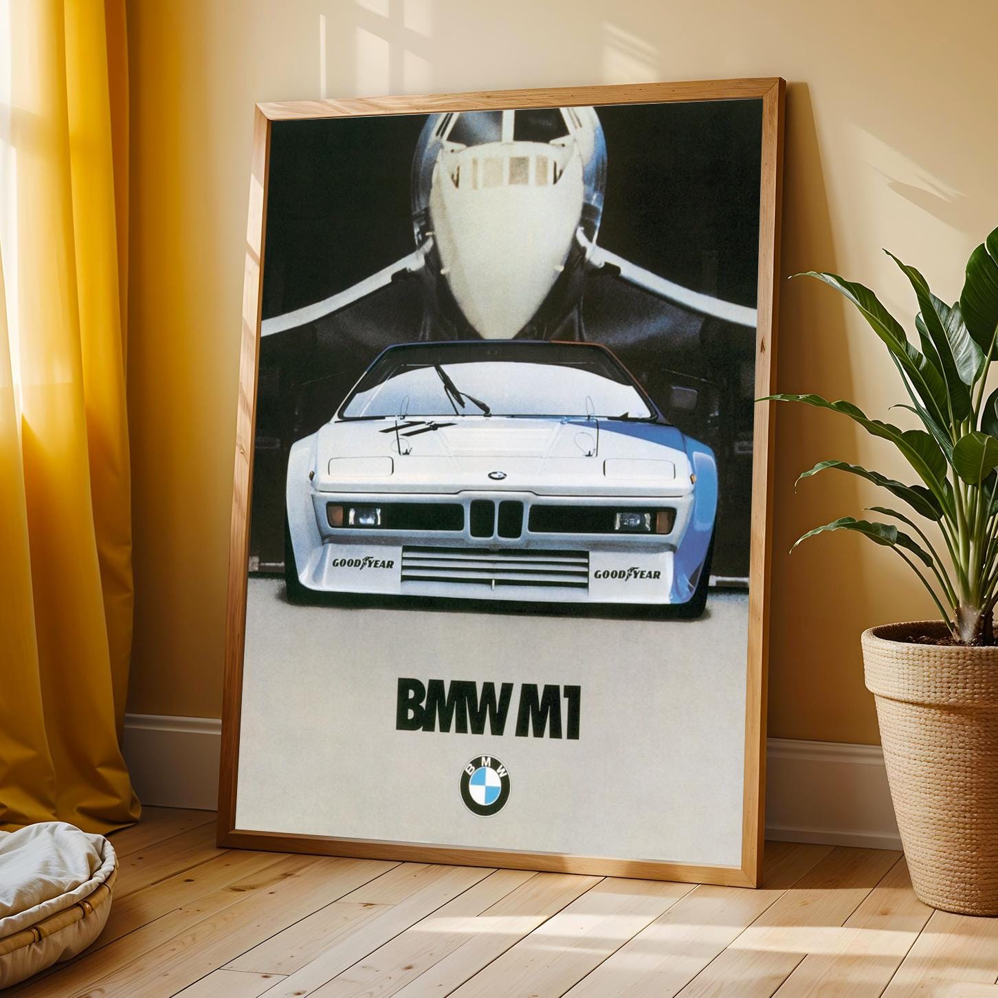 Classic BMW M1 Poster, 70s Supercar Concorde Jet Art
