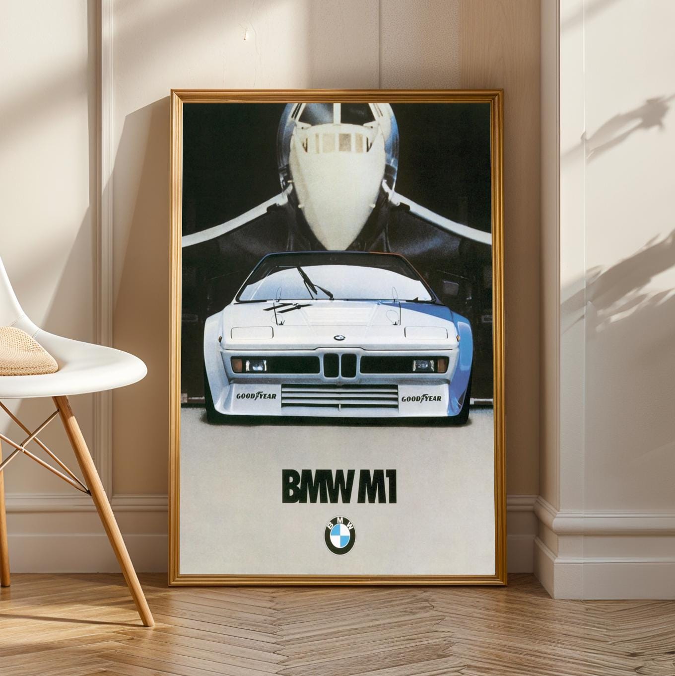 Classic BMW M1 Poster, 70s Supercar Concorde Jet Art
