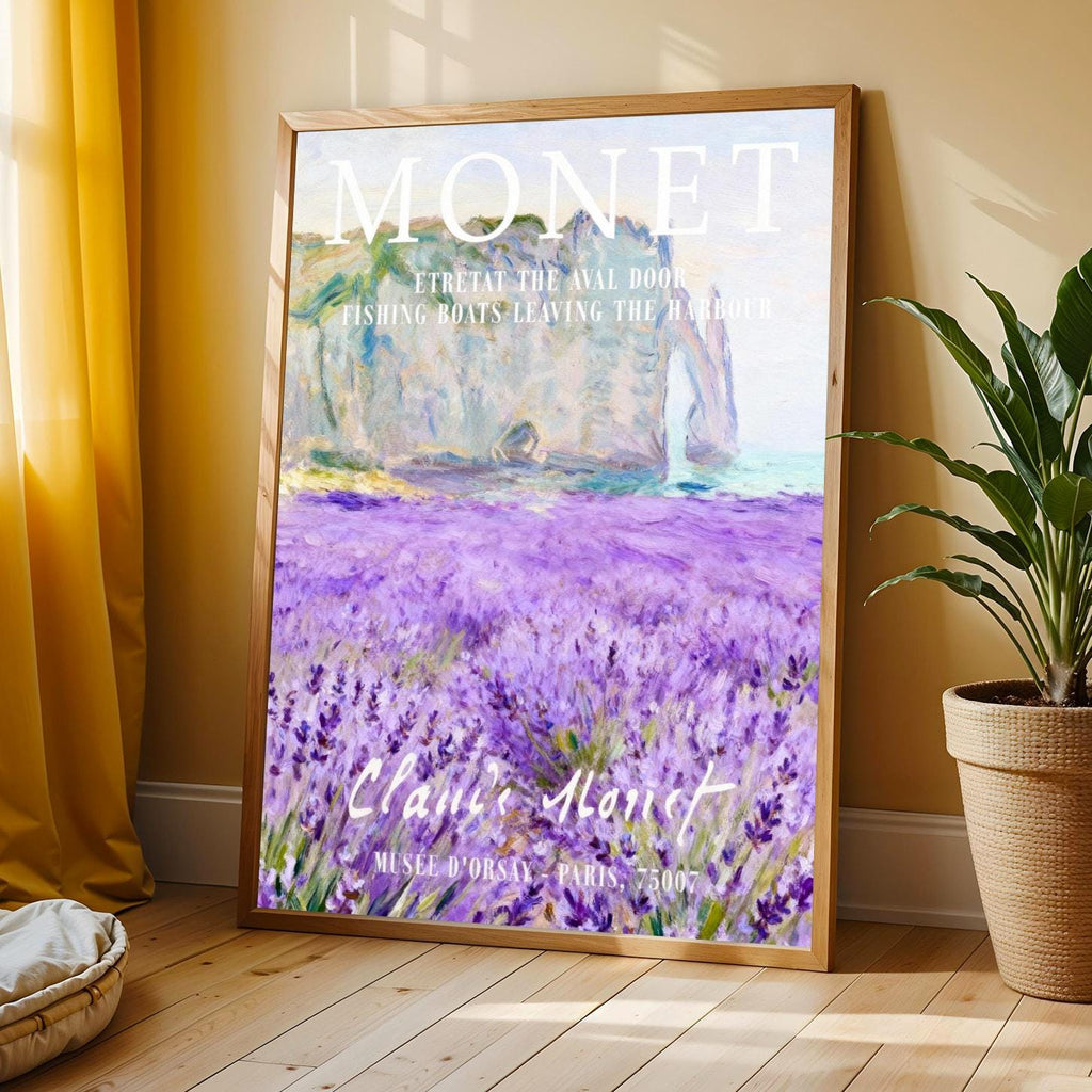 Lavender Field Art Print – Impressionist Style, Purple Lavender and Cream Sky