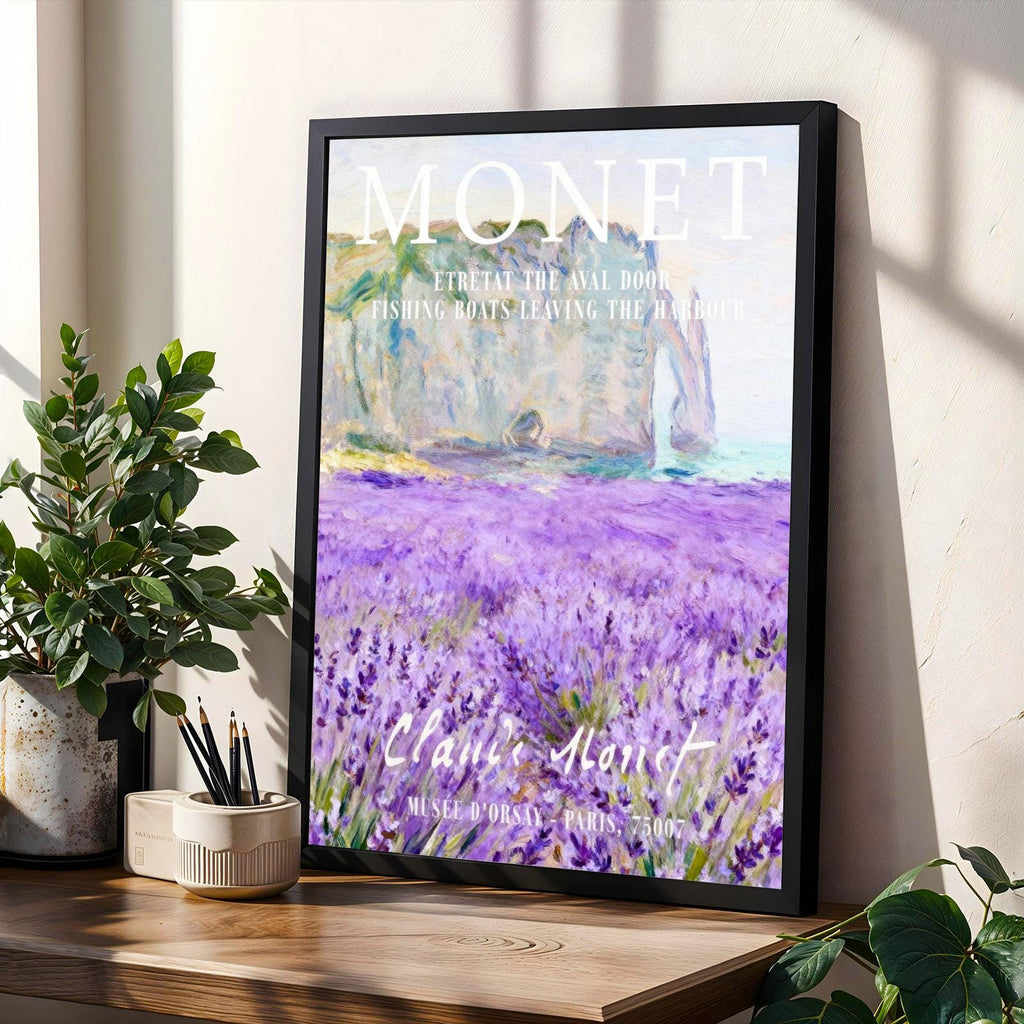 Lavender Field Art Print – Impressionist Style, Purple Lavender and Cream Sky
