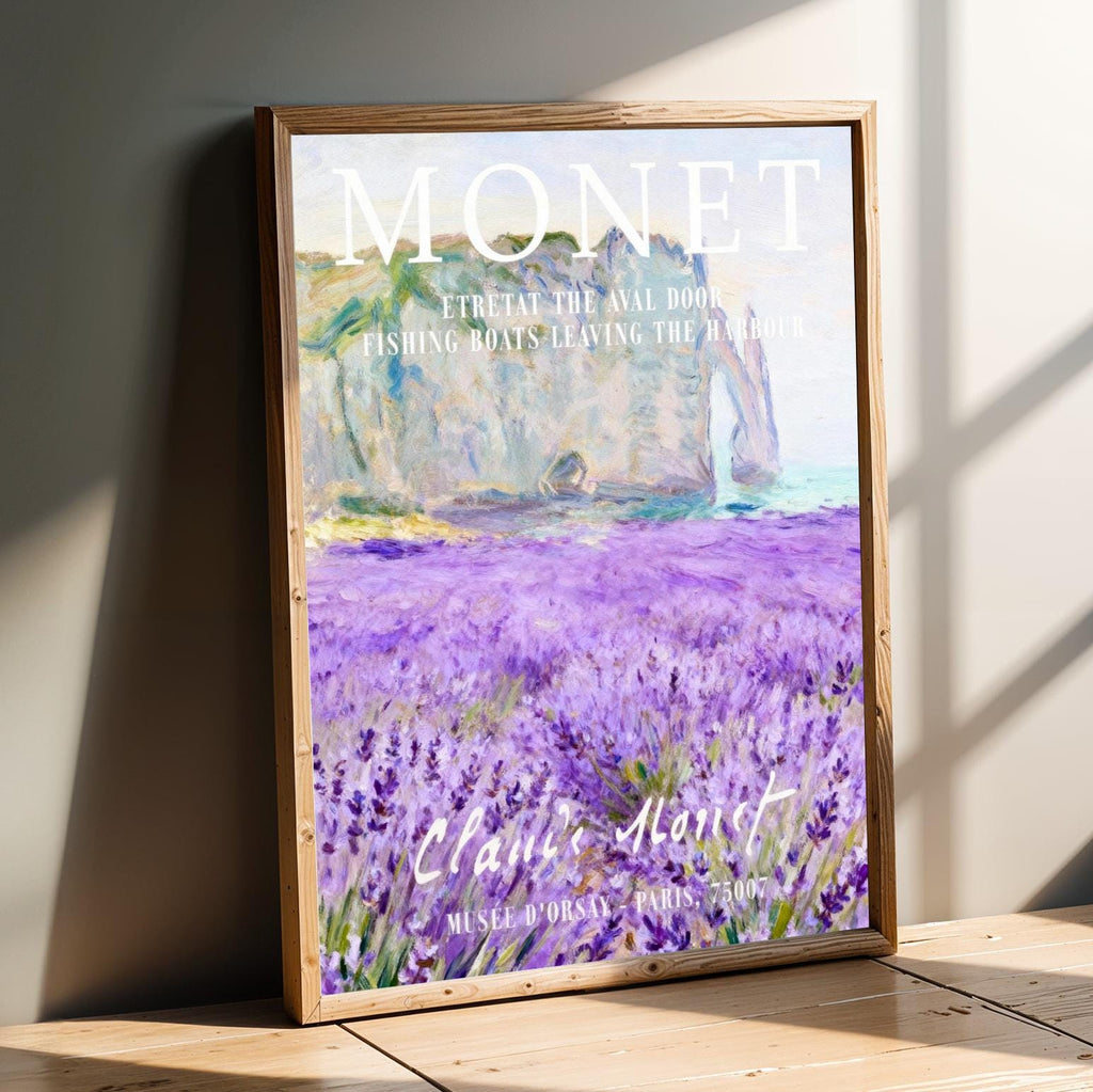 Lavender Field Art Print – Impressionist Style, Purple Lavender and Cream Sky
