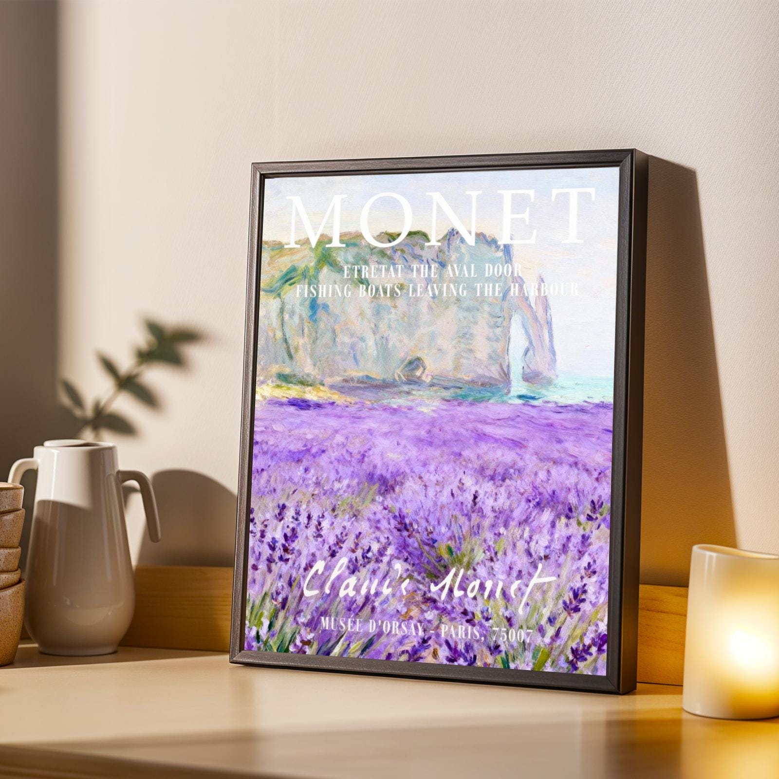 Lavender Field Art Print – Impressionist Style, Purple Lavender and Cream Sky