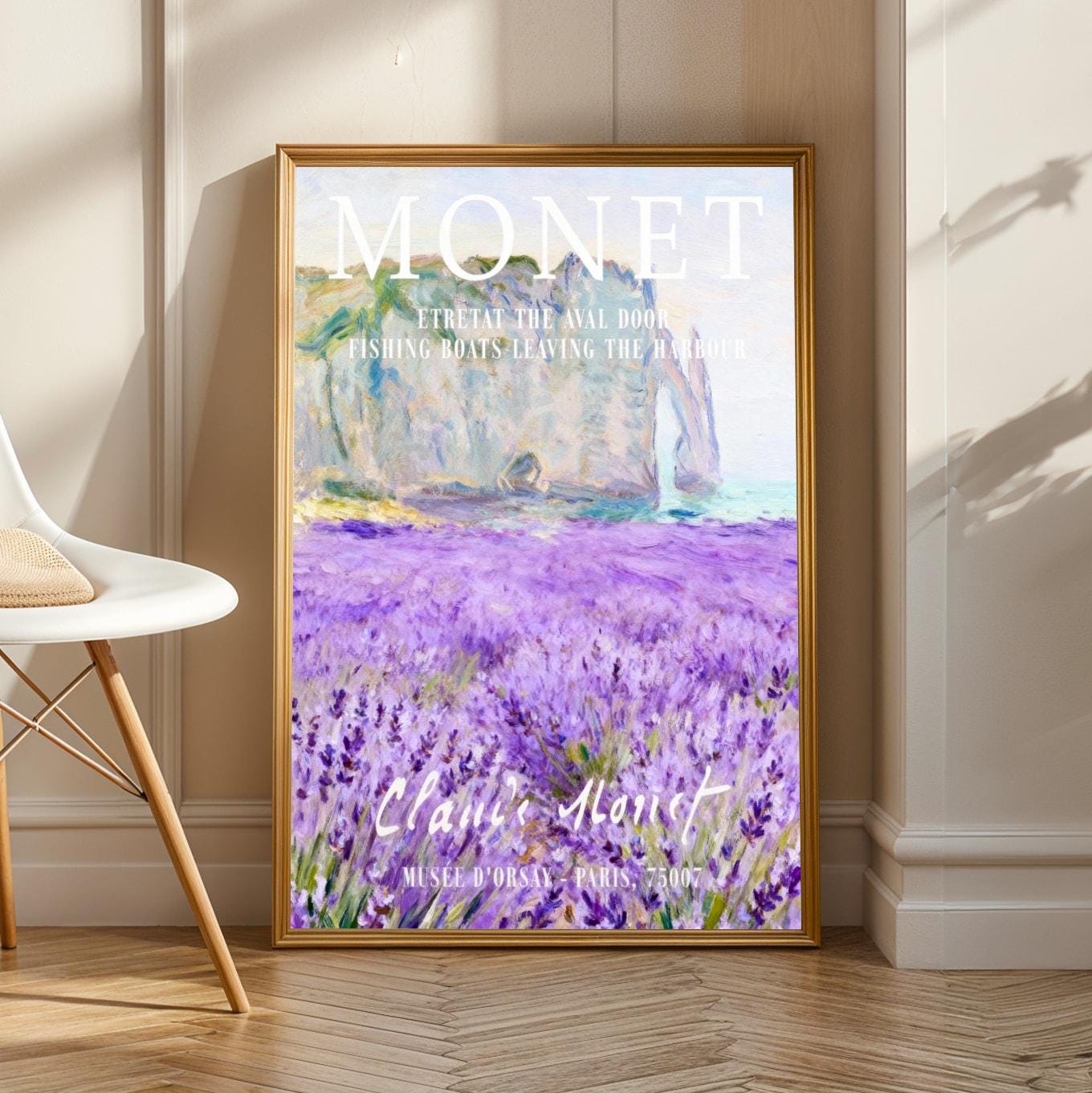Lavender Field Art Print – Impressionist Style, Purple Lavender and Cream Sky