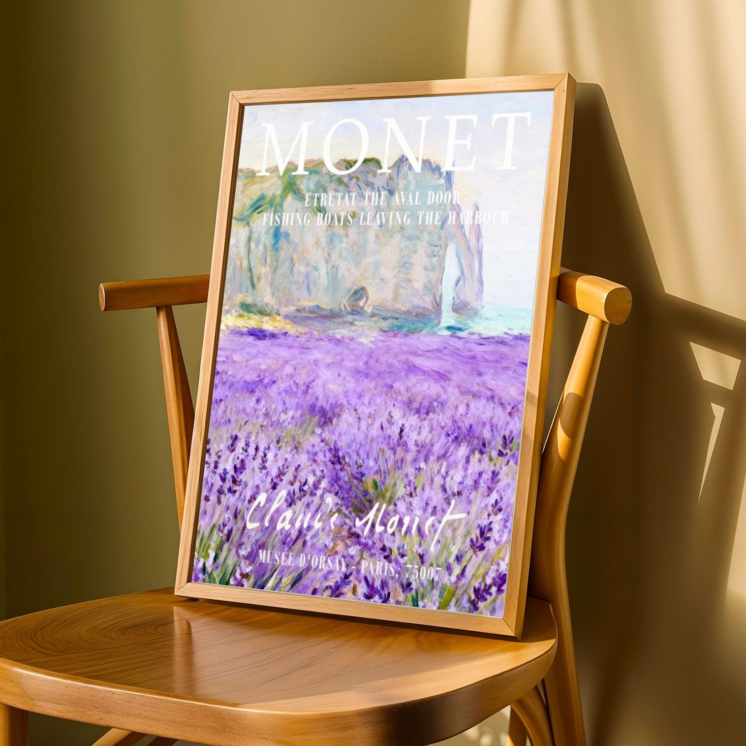 Lavender Field Art Print – Impressionist Style, Purple Lavender and Cream Sky