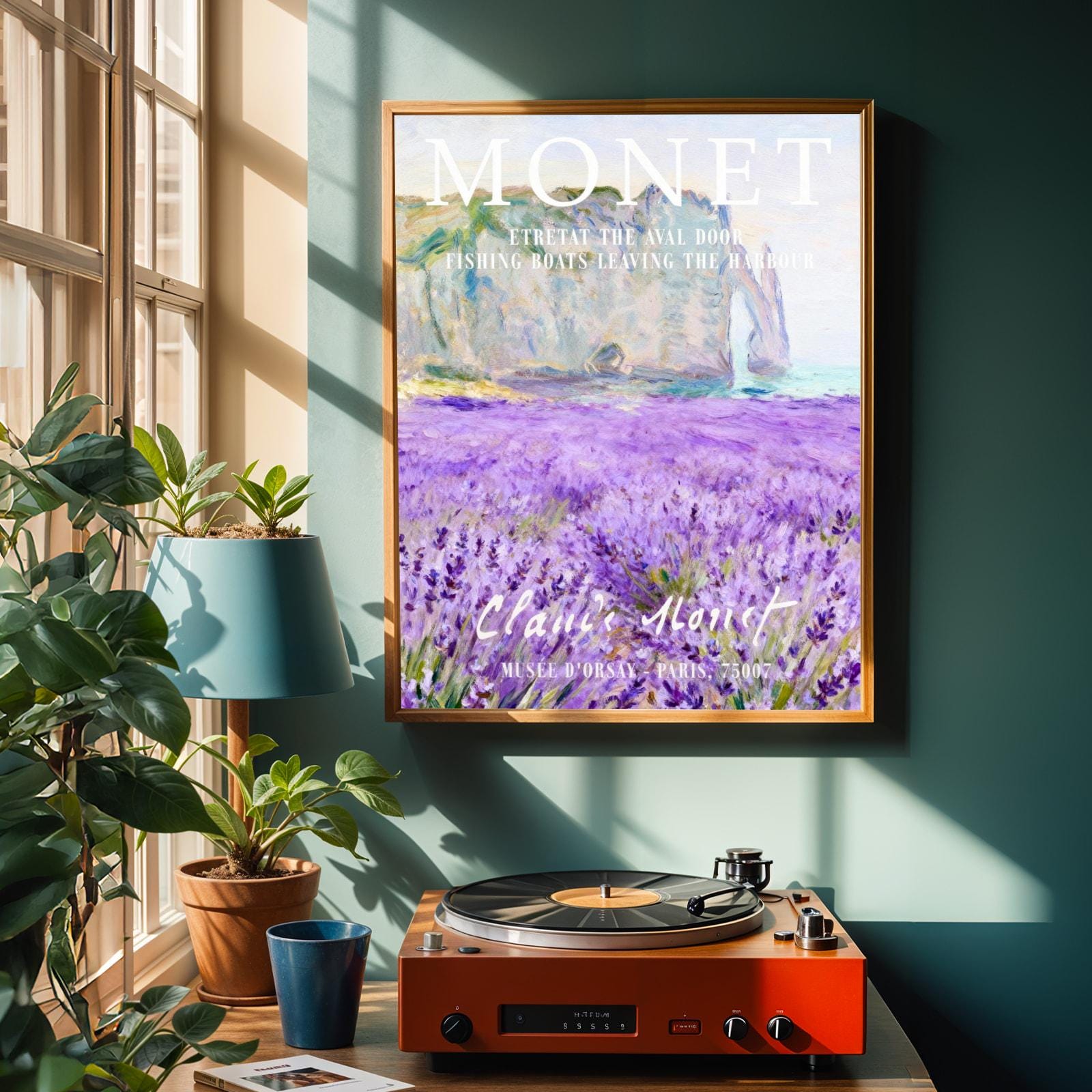Lavender Field Art Print – Impressionist Style, Purple Lavender and Cream Sky