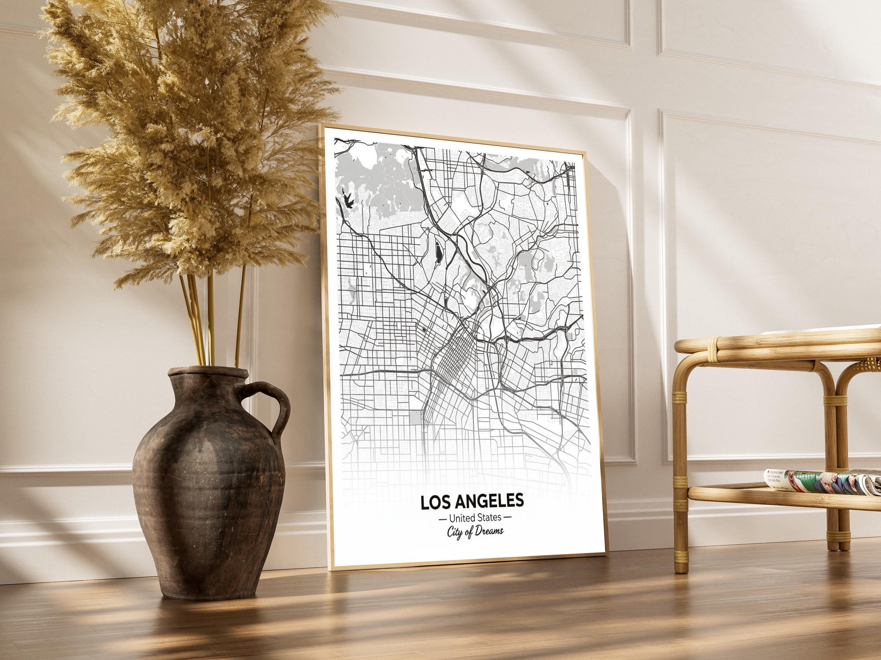Los Angeles Art Print – Minimalist City Map, Black and White, City of Dreams