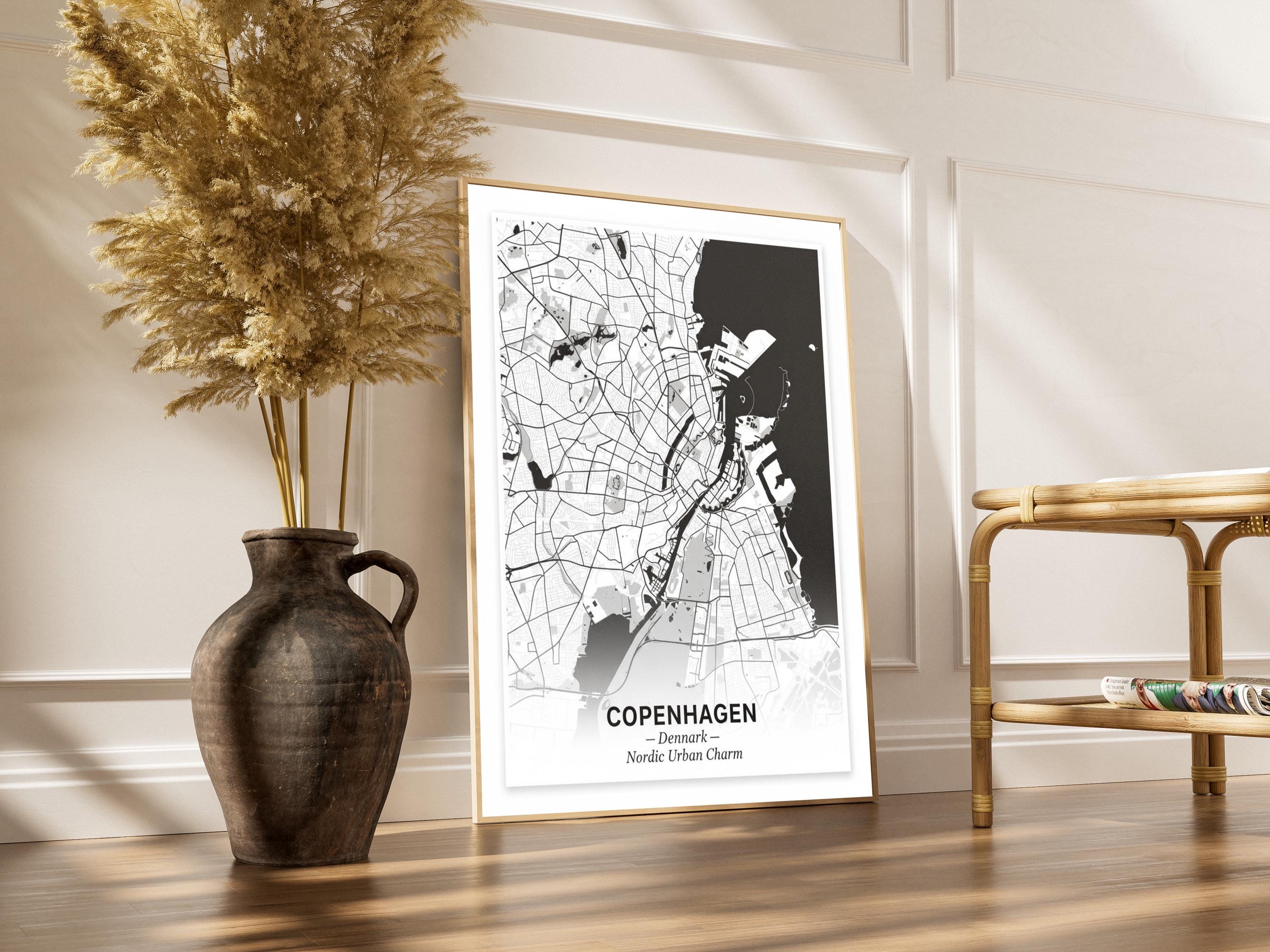Copenhagen Art Print – Nordic Urban Charm, Black and White City Map