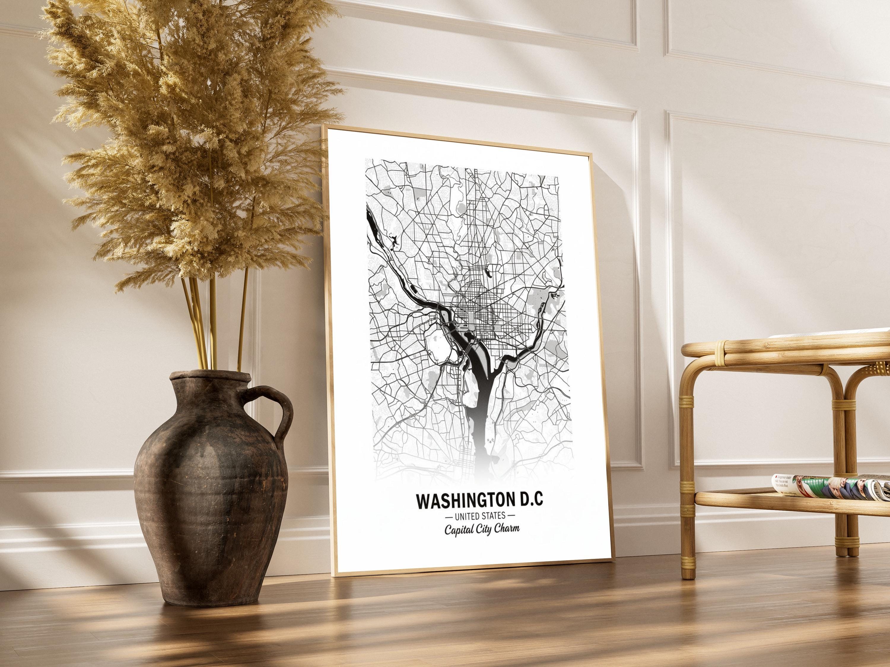 Washington D.C. Poster – Minimalist Map, Black and White, City Center Style